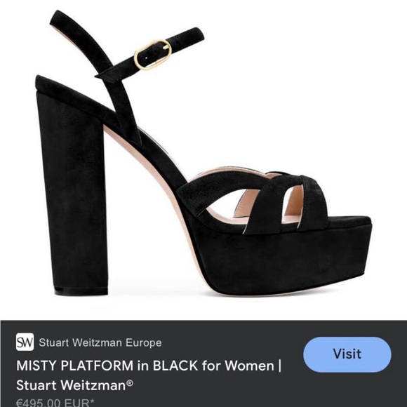 Stuart Weitzman platform strappy black velvet Heel. Size 9 1/2! - Picture 3 of 8